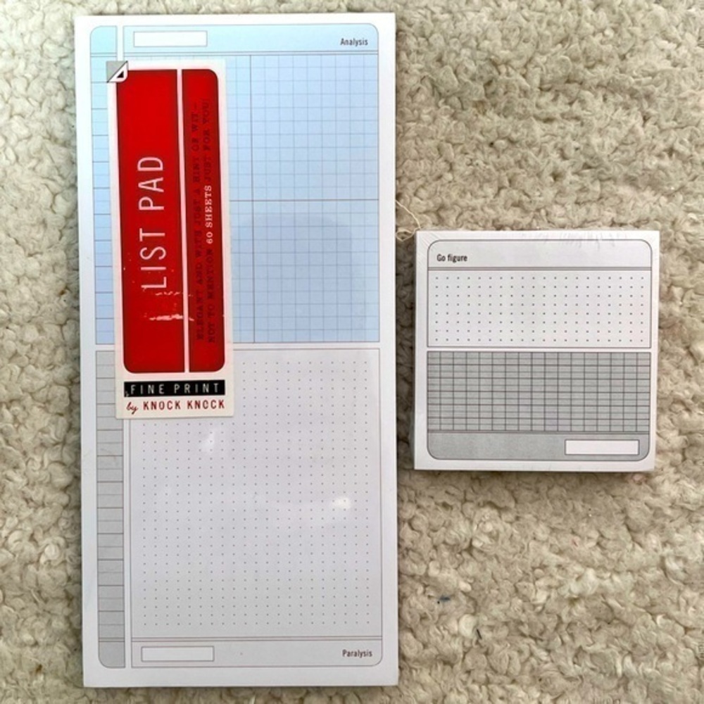 Knock Knock “Analysis/Paralysis” List Notepad + “Go Figure” Sticky Notepad
